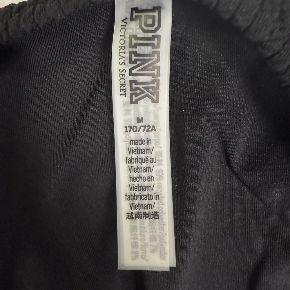 PINK Victoria's Secret Ribbed Deep Cut Brazilian Bikini‎ Bottom NWT Size M Black